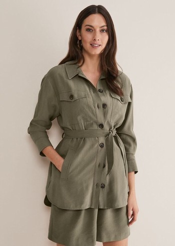 Phase Eight Leonar Co-Ord Shacket Coats Khaki Australia | ML4927360